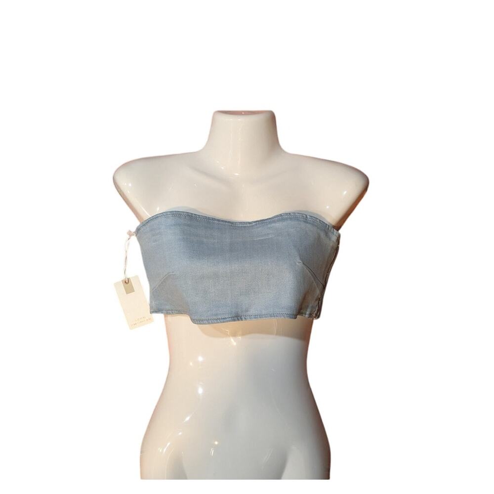 NWT GOOD AMERICAN Denim Bandeau Top Size 0